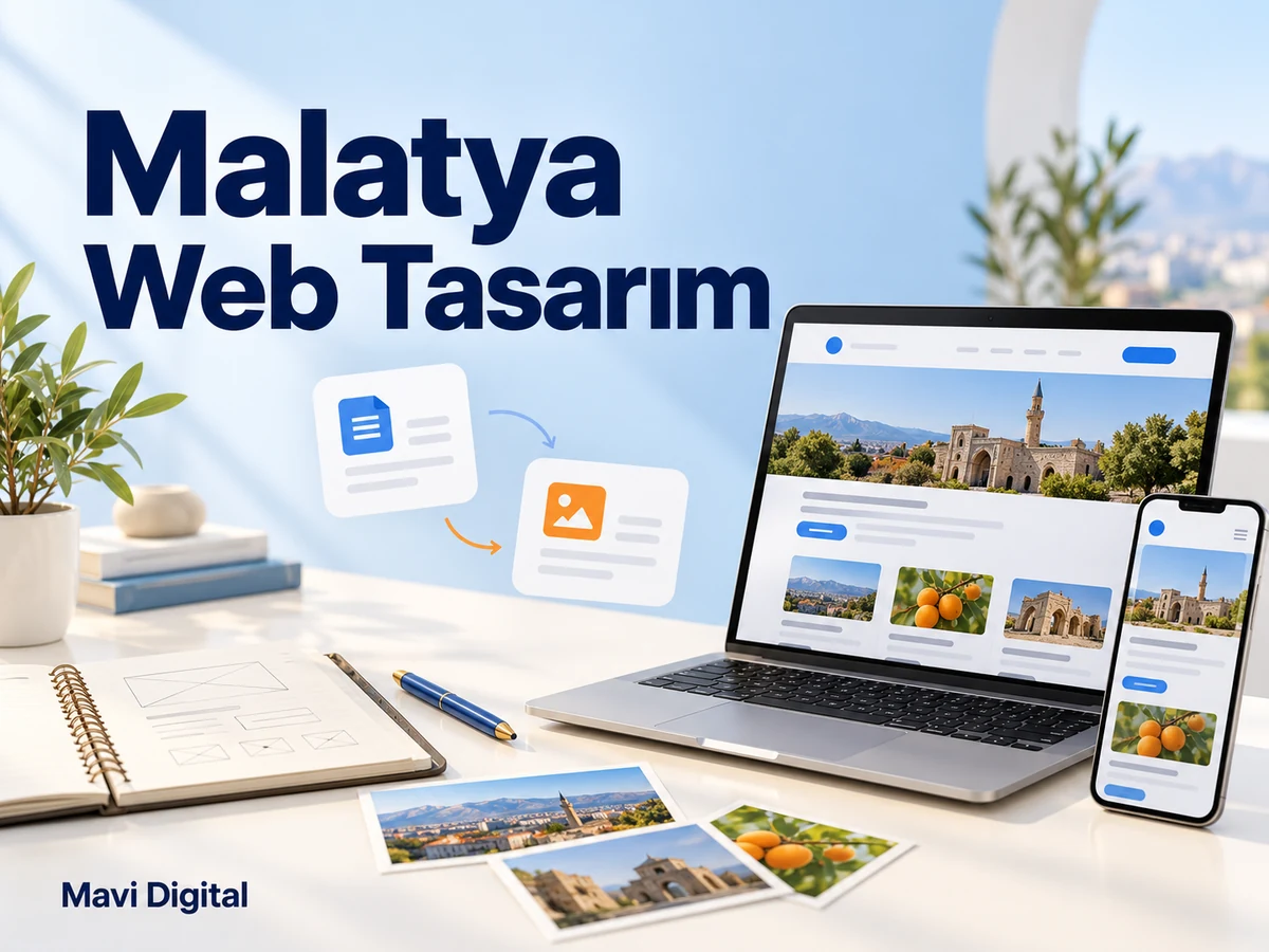 Malatya Web Tasarım başlığıyla site taslağı defteri, fotoğraflar, bilgisayar ve telefon